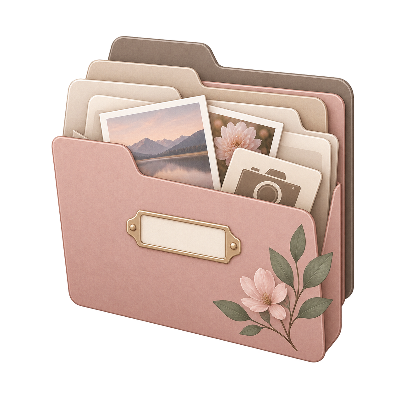 Organized folder containing family photographs